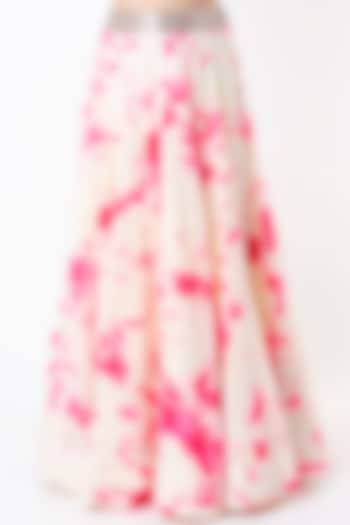 White & Pink Handmade Tie-Dye Wedding Lehenga Set by Akanksha Gajria at Pernia's Pop Up Shop