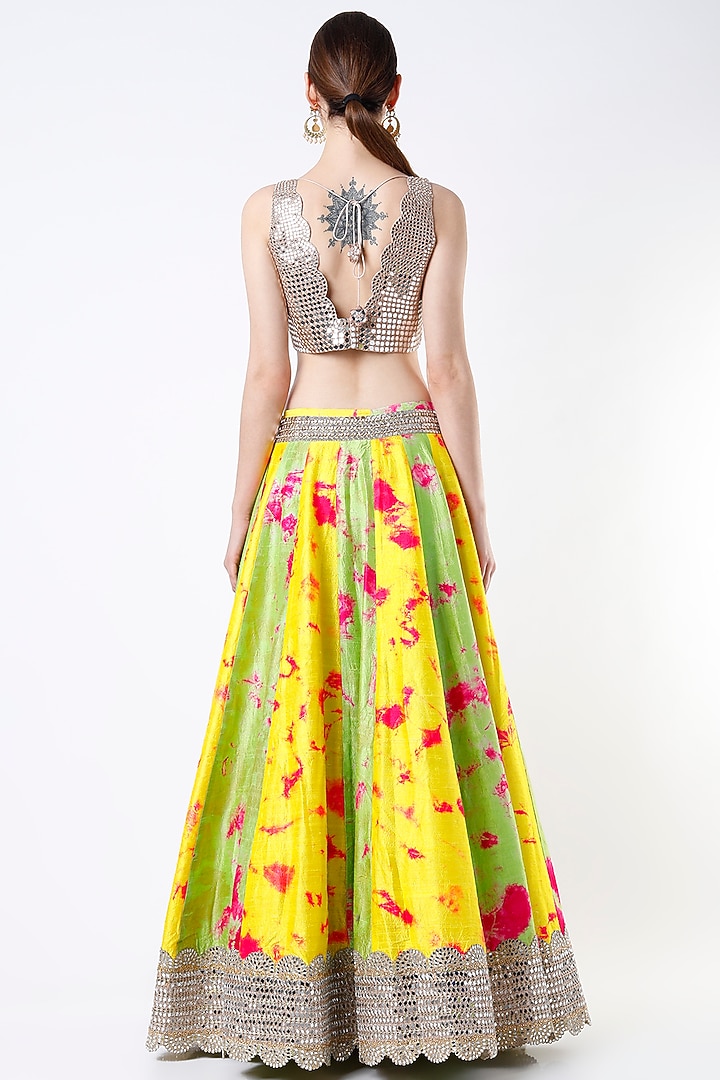 Green & Yellow Tie-Dye Bridal Lehenga Set by Akanksha Gajria at Pernia's Pop Up Shop