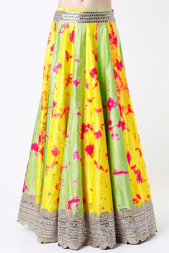 Green & Yellow Tie-Dye Bridal Lehenga Set by Akanksha Gajria at Pernia's Pop Up Shop