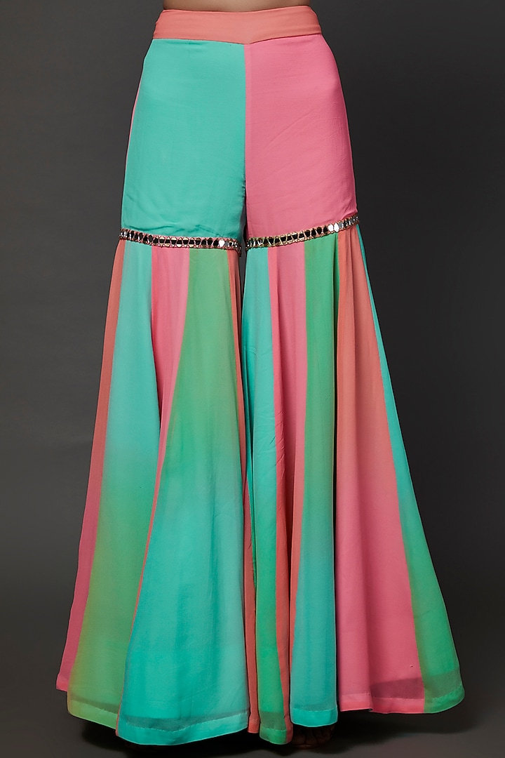 Multi-Colored Georgette Gharara Set by Akanksha Gajria at Pernia's Pop Up Shop