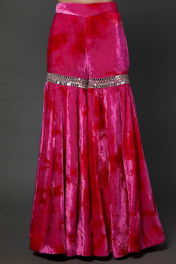 Fuchsia Velvet Gharara Set by Akanksha Gajria at Pernia's Pop Up Shop