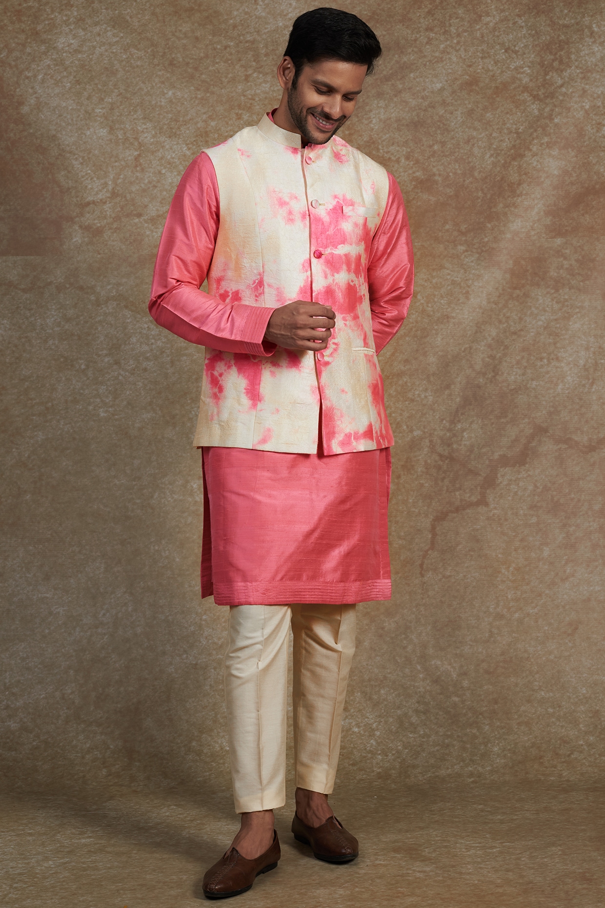 Designer Ajrak Nehru Koti Kurta Jacket By Arfat Khatri - Arfat Khatri -  Indian Couture Designer