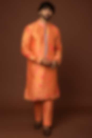 Orange & Pink Tie-Dye Kurta Set by Akanksha Gajria Men