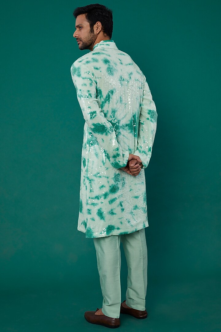 Light Blue Tie-Dye Kurta Set by Akanksha Gajria Men at Pernia's Pop Up Shop