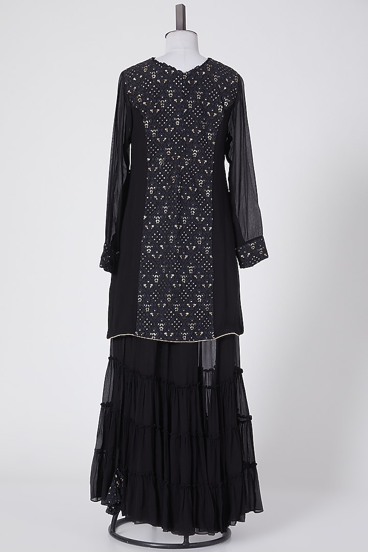 Black Chikankari Party Wear Sharara Set by Aksh at Pernia's Pop Up Shop