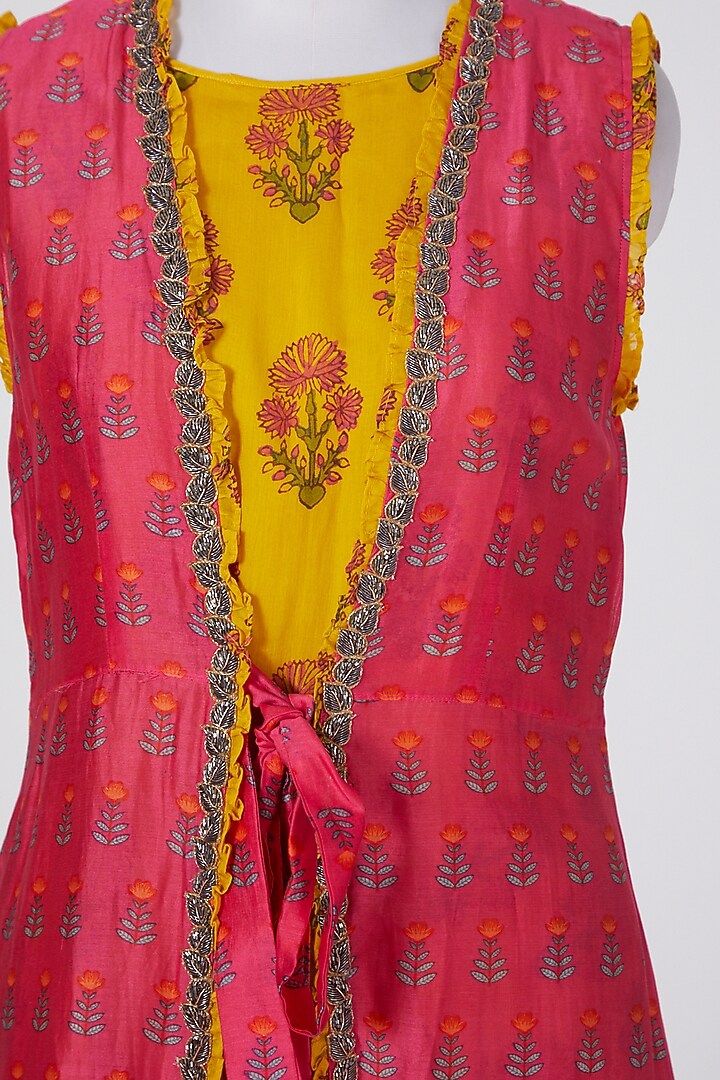 Multi Colored Block Printed Jacket Set by Aksh at Pernia's Pop Up Shop