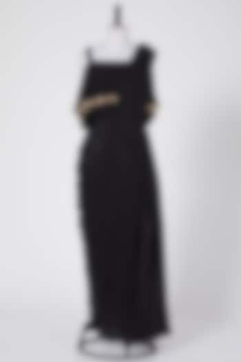 Black Satin Skirt Set by Aksh