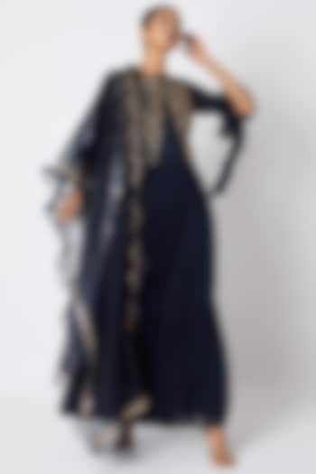 Purple Embroidered Jacket With Inner & Dupatta by Aksh at Pernia's Pop Up Shop