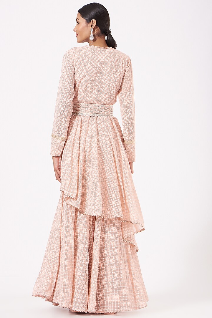 Nude Pink Georgette Gharara Set by Aksh at Pernia's Pop Up Shop