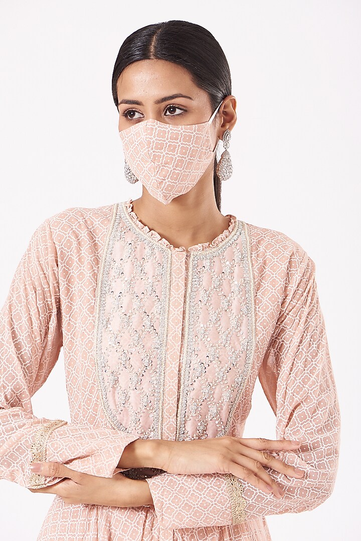 Nude Pink Georgette Gharara Set by Aksh at Pernia's Pop Up Shop