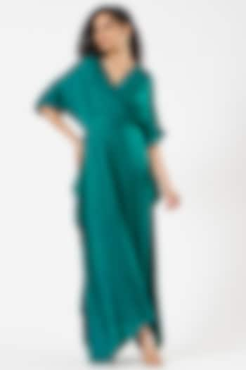 Deep Turquoise Satin Dress by Aksh at Pernia's Pop Up Shop