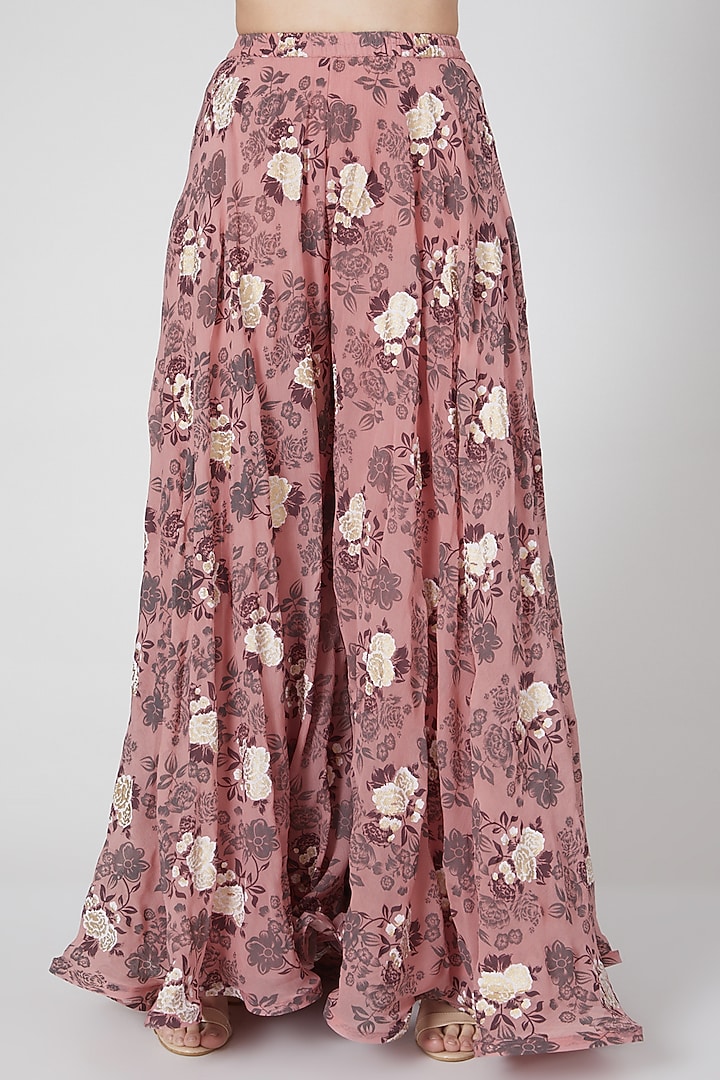 Peach Floral Printed Sharara Set by Aksh at Pernia's Pop Up Shop