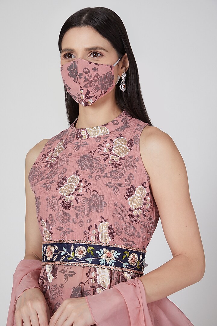 Peach Floral Printed Sharara Set by Aksh at Pernia's Pop Up Shop