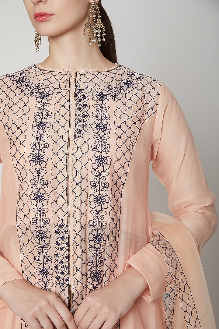 Blush Pink Embroidered Jacket Set by Aksh at Pernia's Pop Up Shop