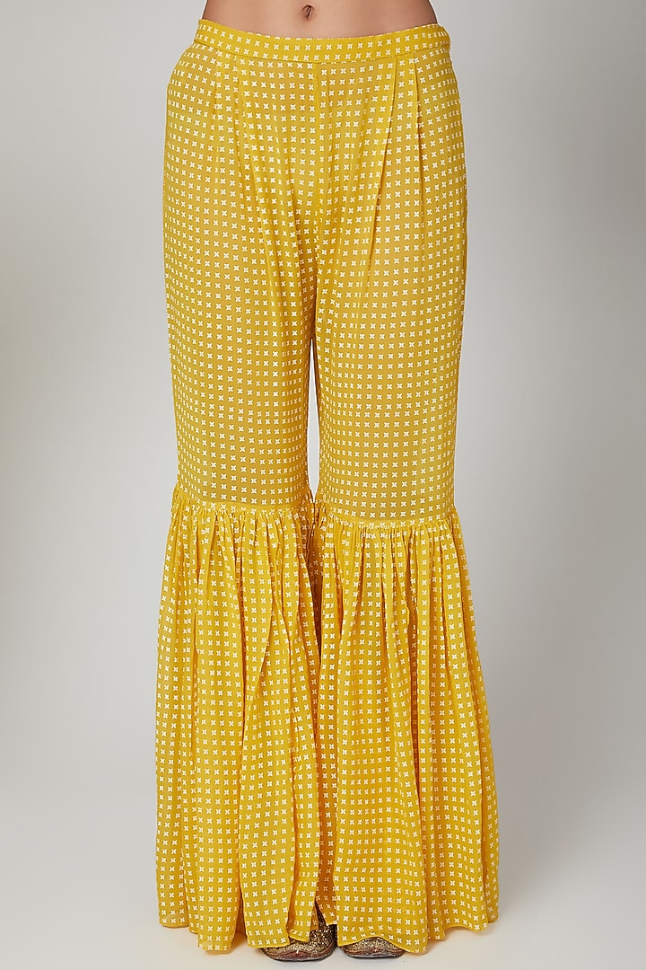 Yellow Embroidered Party Wear Sharara Set by Aksh at Pernia's Pop Up Shop