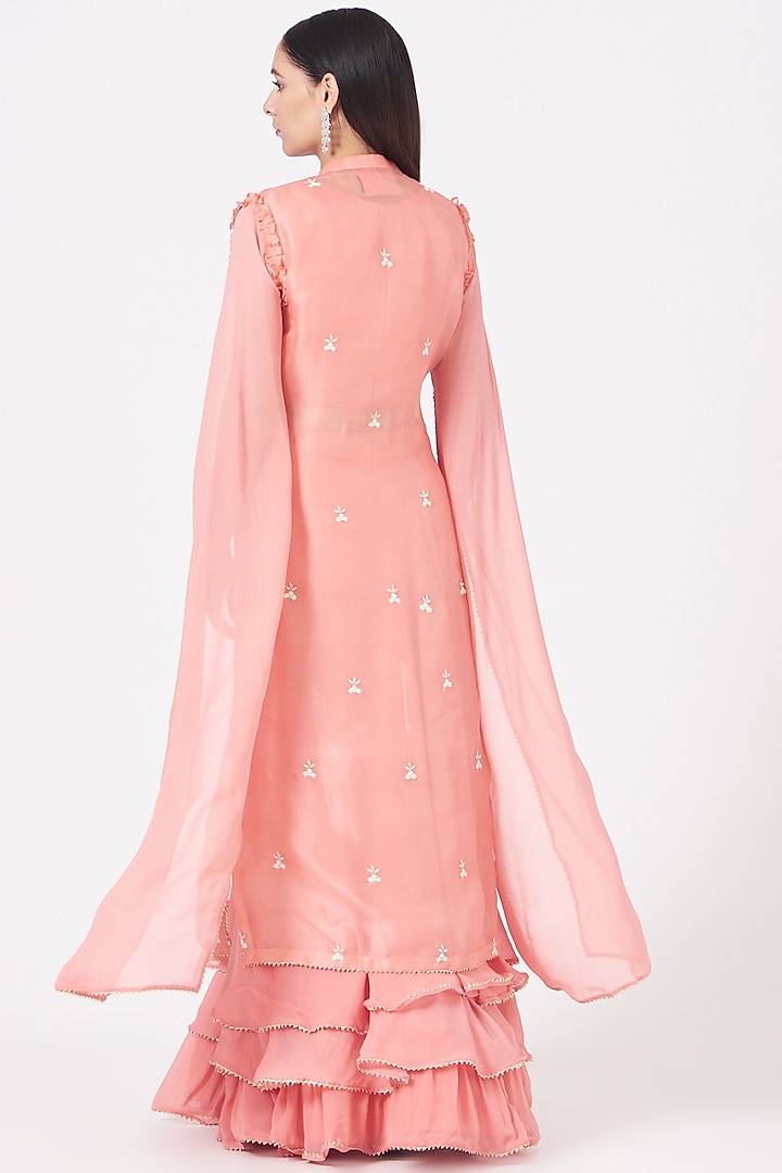 Peach Kurta Set With Zardosi Work by Aksh at Pernia's Pop Up Shop