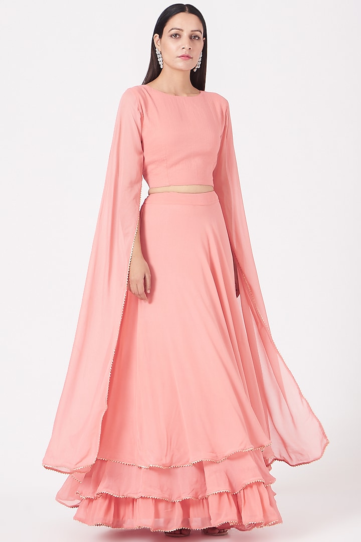 Peach Kurta Set With Zardosi Work by Aksh at Pernia's Pop Up Shop