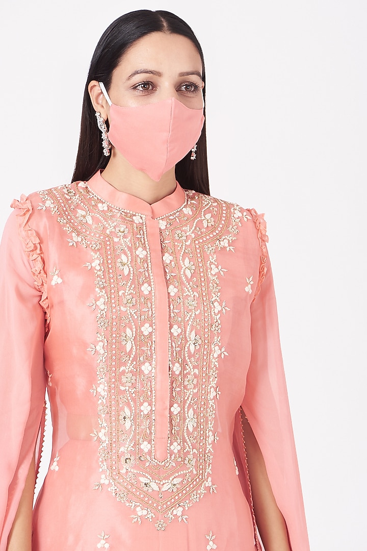 Peach Kurta Set With Zardosi Work by Aksh at Pernia's Pop Up Shop
