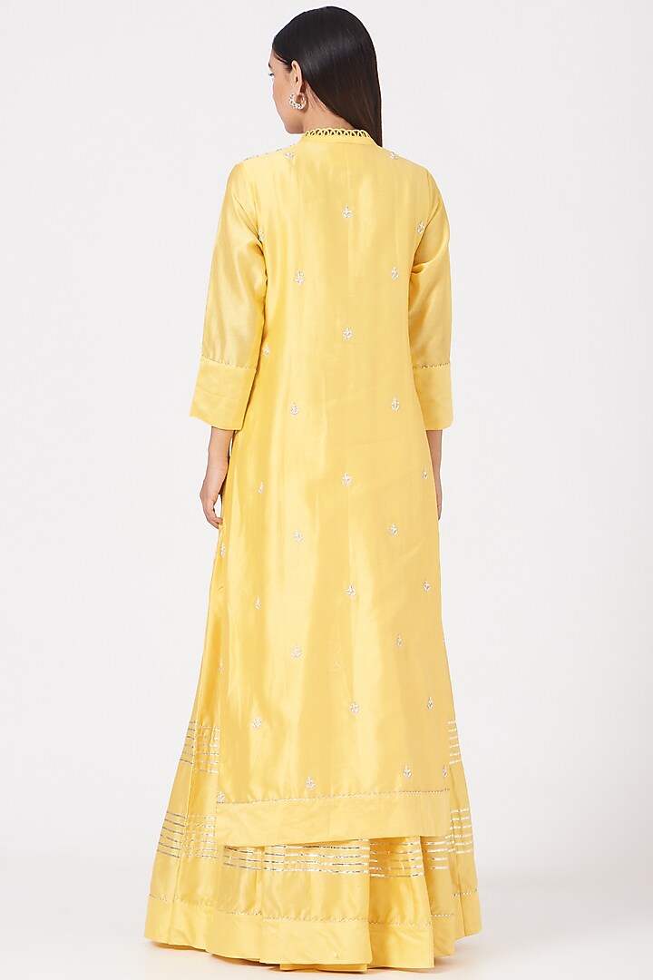 Yellow Embroidered Kurta Set by Aksh at Pernia's Pop Up Shop