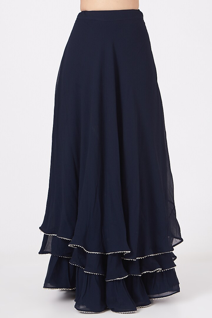 Navy Blue Organza Kurta Set by Aksh at Pernia's Pop Up Shop