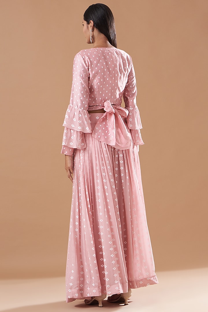 Blush Pink Georgette Pleated Pant Set by Aksh at Pernia's Pop Up Shop