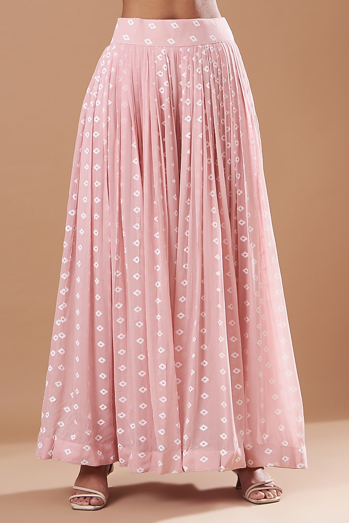 Blush Pink Georgette Pleated Pant Set by Aksh at Pernia's Pop Up Shop
