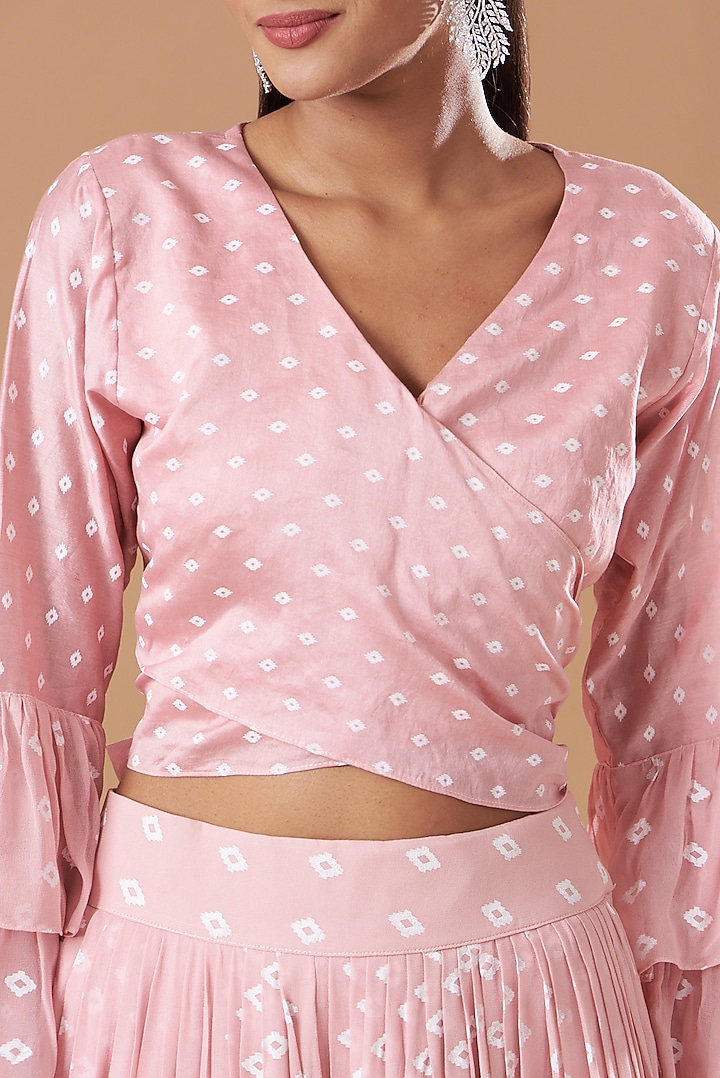 Blush Pink Georgette Pleated Pant Set by Aksh at Pernia's Pop Up Shop