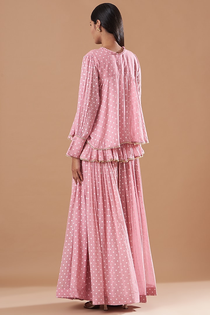 Blush Pink Embroidered Party Wear Sharara Set by Aksh at Pernia's Pop Up Shop