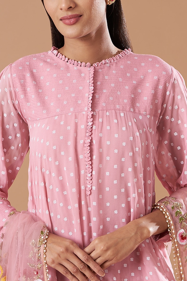 Blush Pink Embroidered Party Wear Sharara Set by Aksh at Pernia's Pop Up Shop