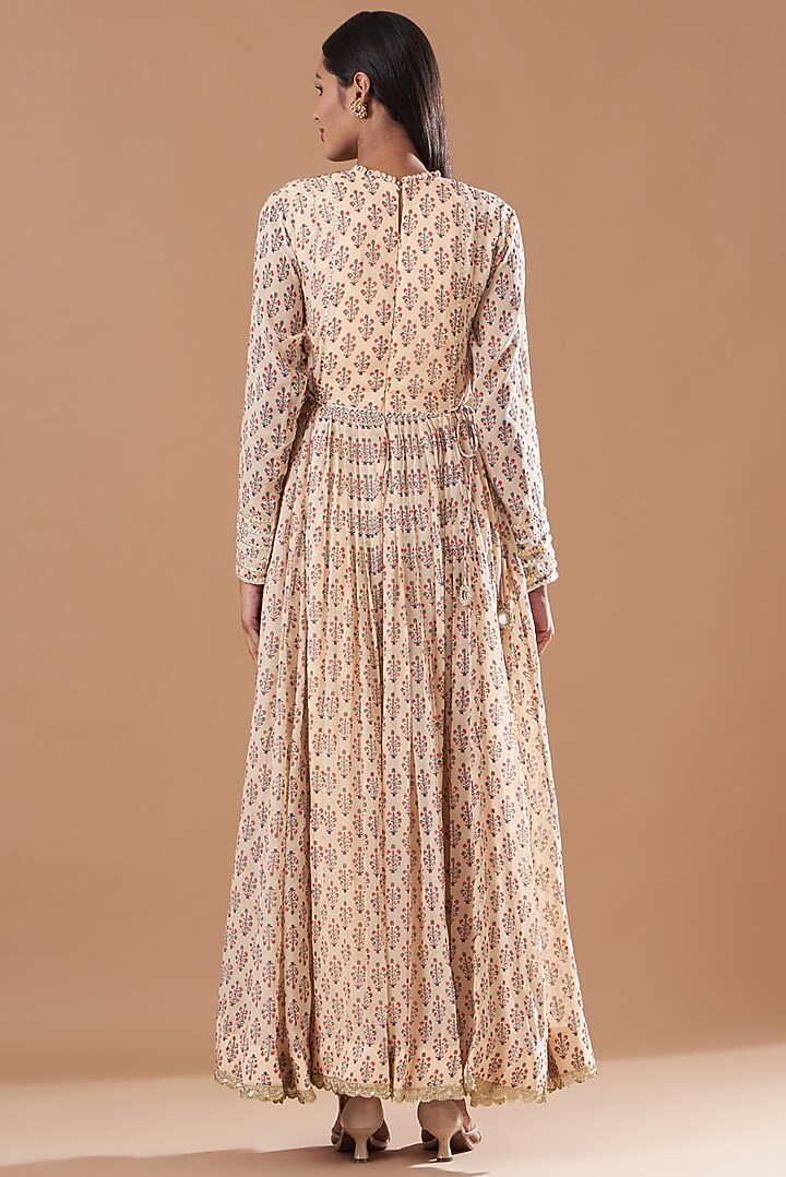 Blush Pink Printed Party Wear Anarkali Set by Aksh at Pernia's Pop Up Shop