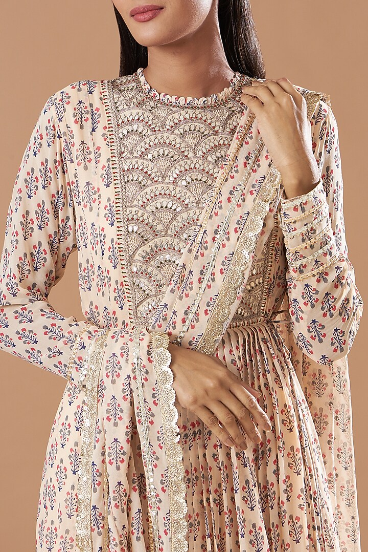 Blush Pink Printed Party Wear Anarkali Set by Aksh at Pernia's Pop Up Shop