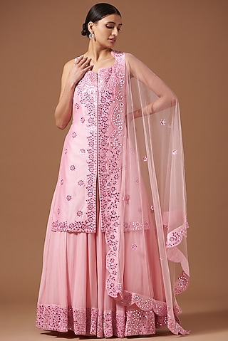 Lilac Chanderi Embroidered Kurta Set by AKSHAT JAIN