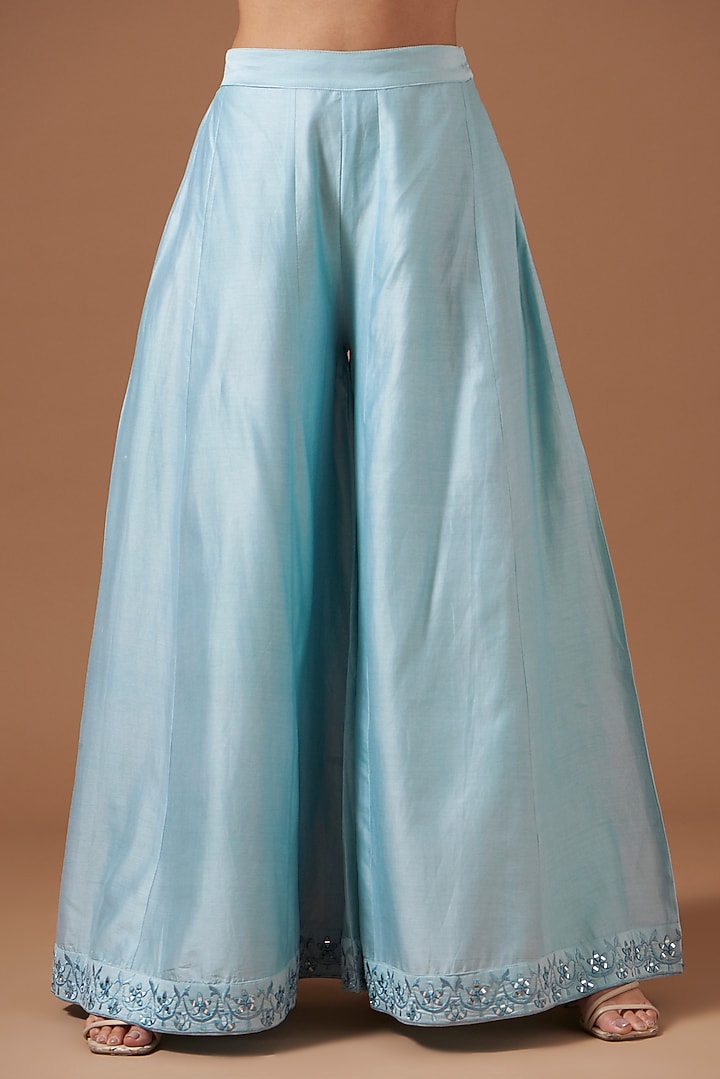 Sky Blue Chanderi Embroidered Kurta Set by AKSHAT JAIN at Pernia's Pop Up Shop