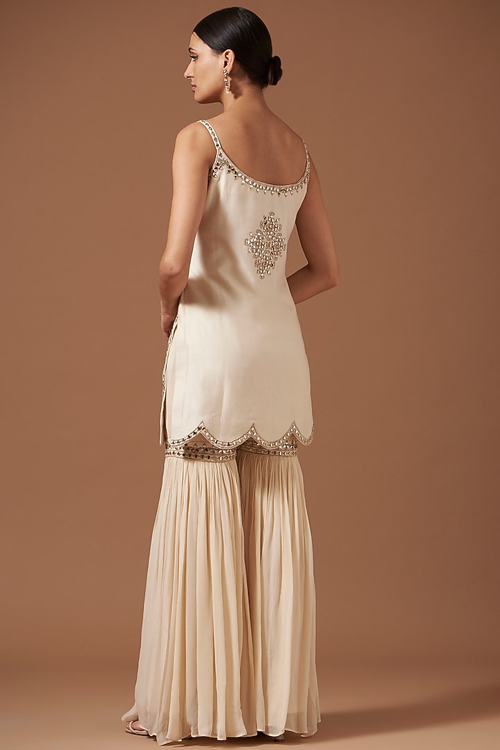 Ivory Georgette Wedding Sharara Set by AKSHAT JAIN at Pernia's Pop Up Shop