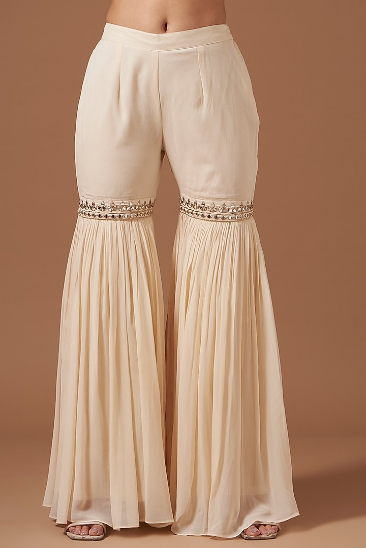 Ivory Georgette Wedding Sharara Set by AKSHAT JAIN at Pernia's Pop Up Shop