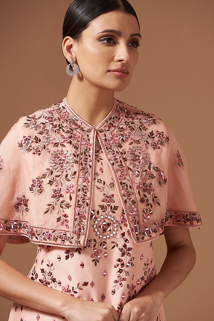 Dark Peach Georgette Wedding Sharara Set by AKSHAT JAIN at Pernia's Pop Up Shop