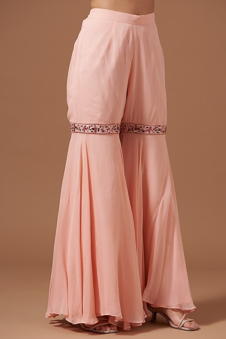 Dark Peach Georgette Wedding Sharara Set by AKSHAT JAIN at Pernia's Pop Up Shop