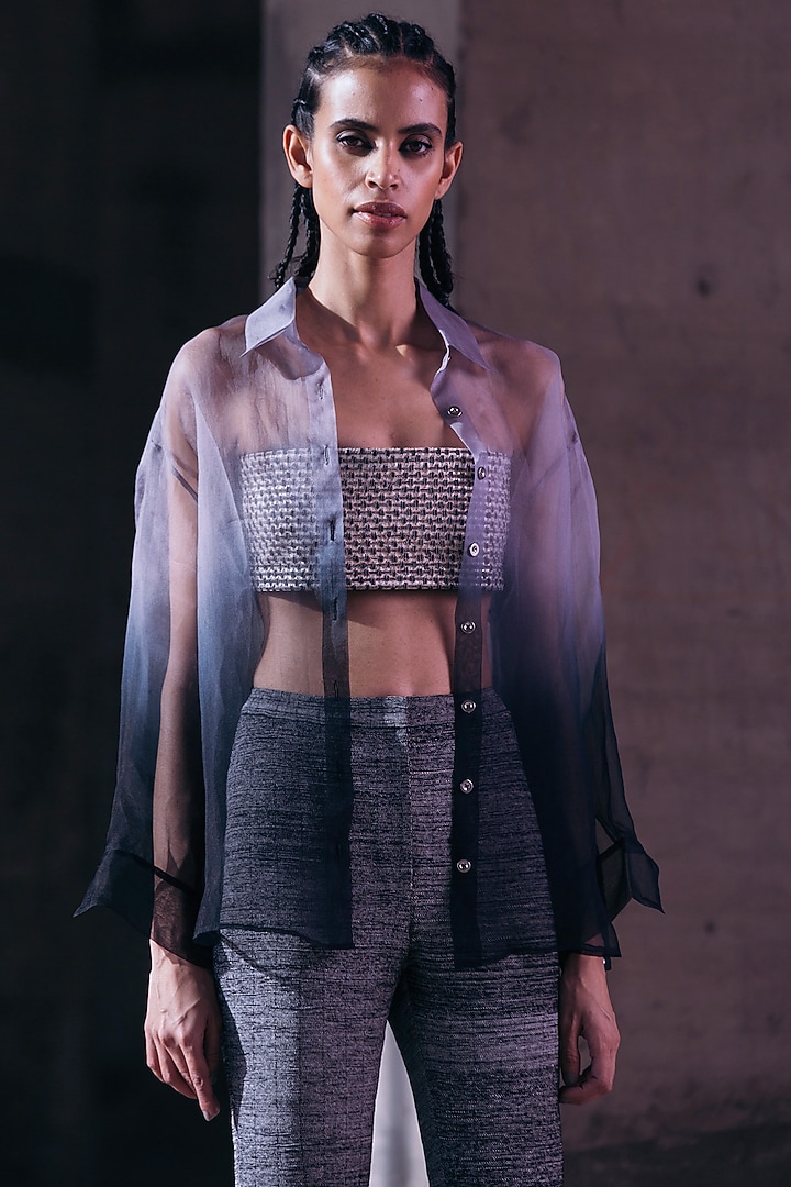 Grey Gradient Dyed Shirt by Akhl at Pernia's Pop Up Shop
