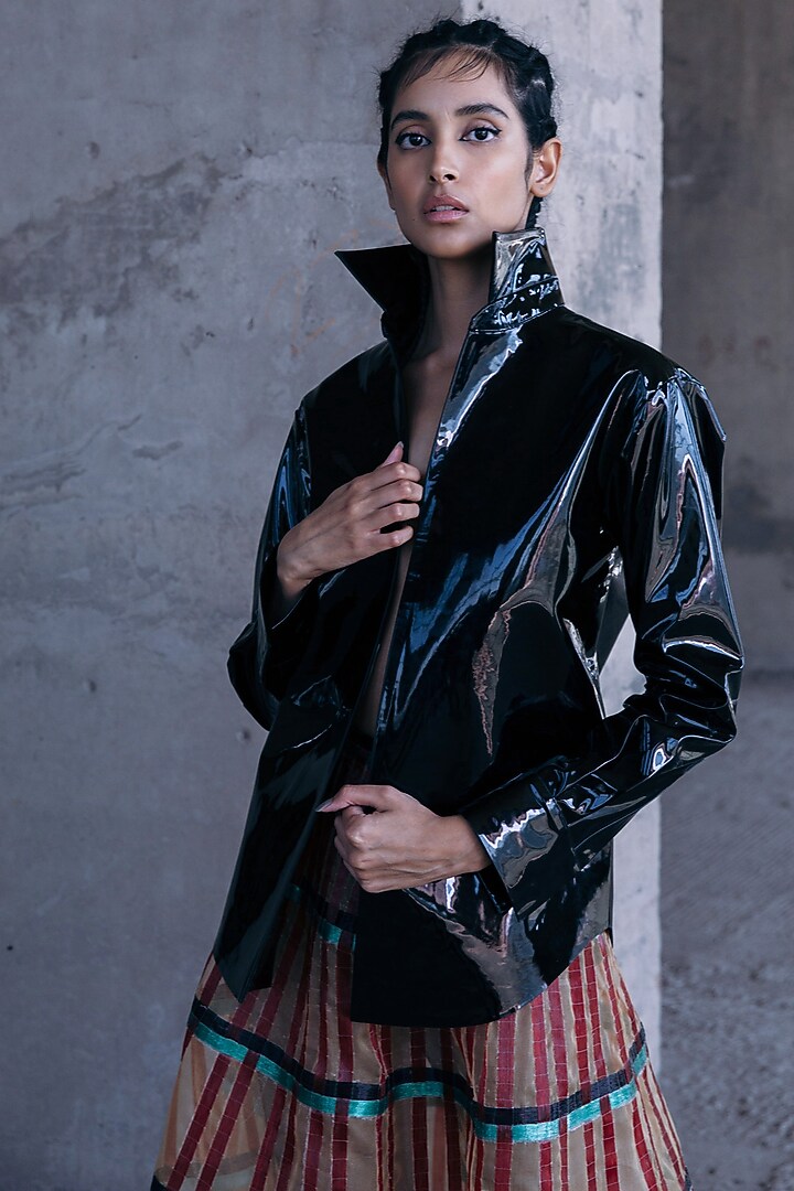 Black Structured Shirt by Akhl at Pernia's Pop Up Shop