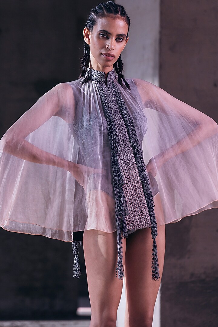 Rust & Purple Hand Embroidered Top by Akhl at Pernia's Pop Up Shop