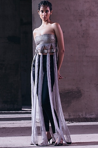 Gold Hand Embroidered Top by Akhl