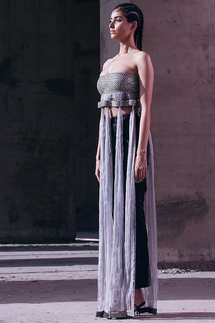 Gold Hand Embroidered Top by Akhl at Pernia's Pop Up Shop