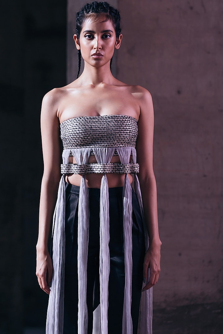 Gold Hand Embroidered Top by Akhl at Pernia's Pop Up Shop