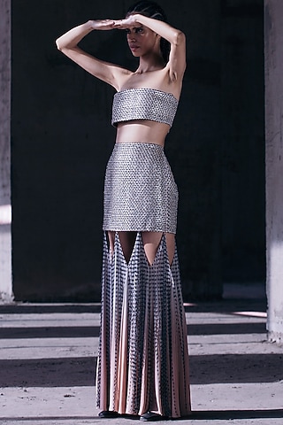 Multi Colored Skirt With Fringes by Akhl