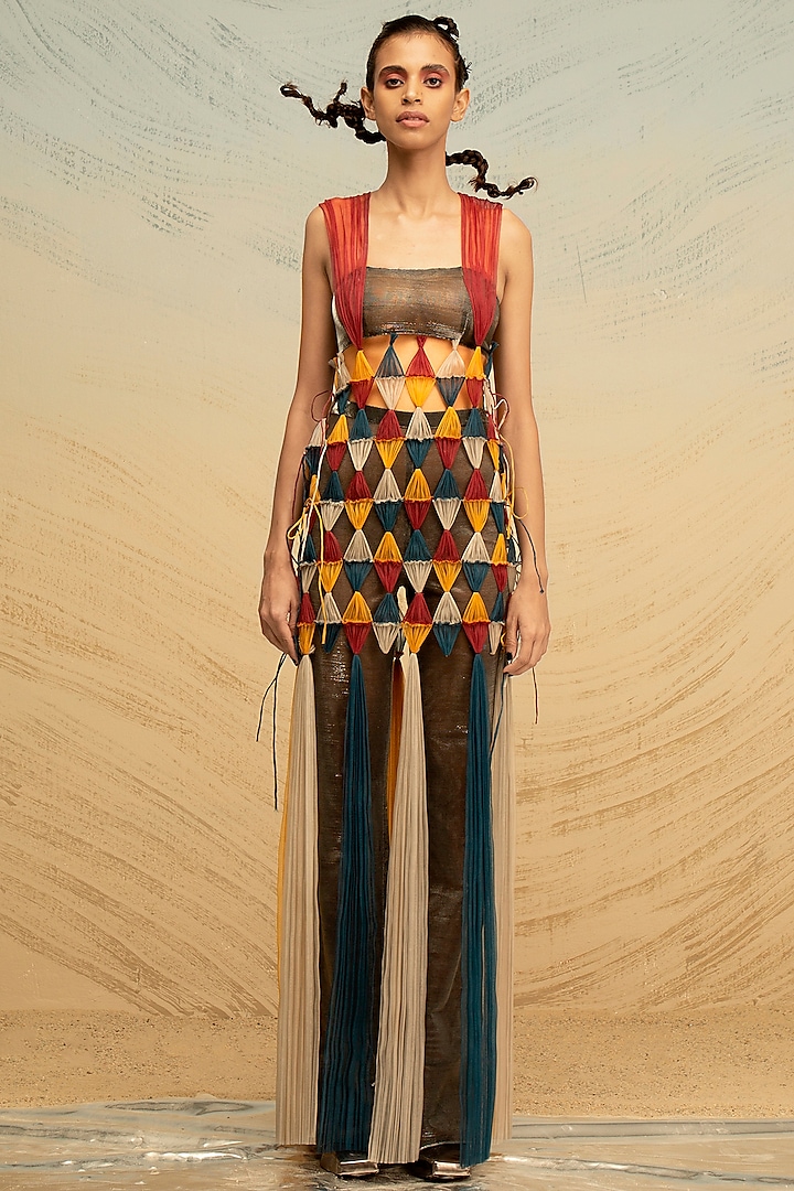 Multi-Coloured Gathered Dress by Akhl at Pernia's Pop Up Shop