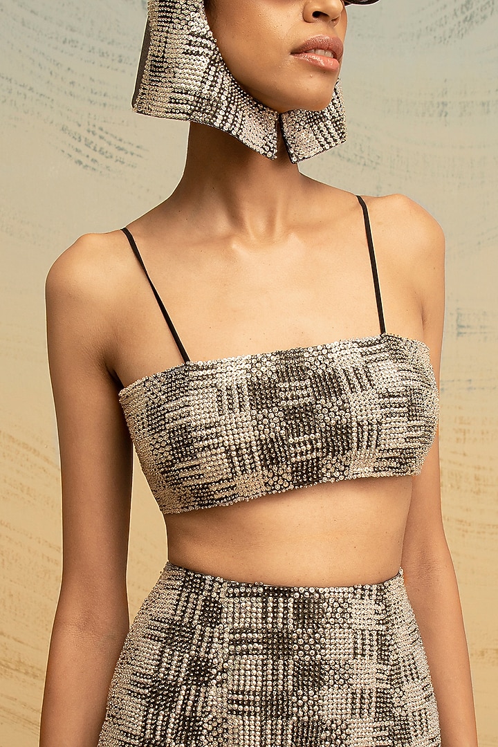 Silver Embroidered Bustier by Akhl at Pernia's Pop Up Shop