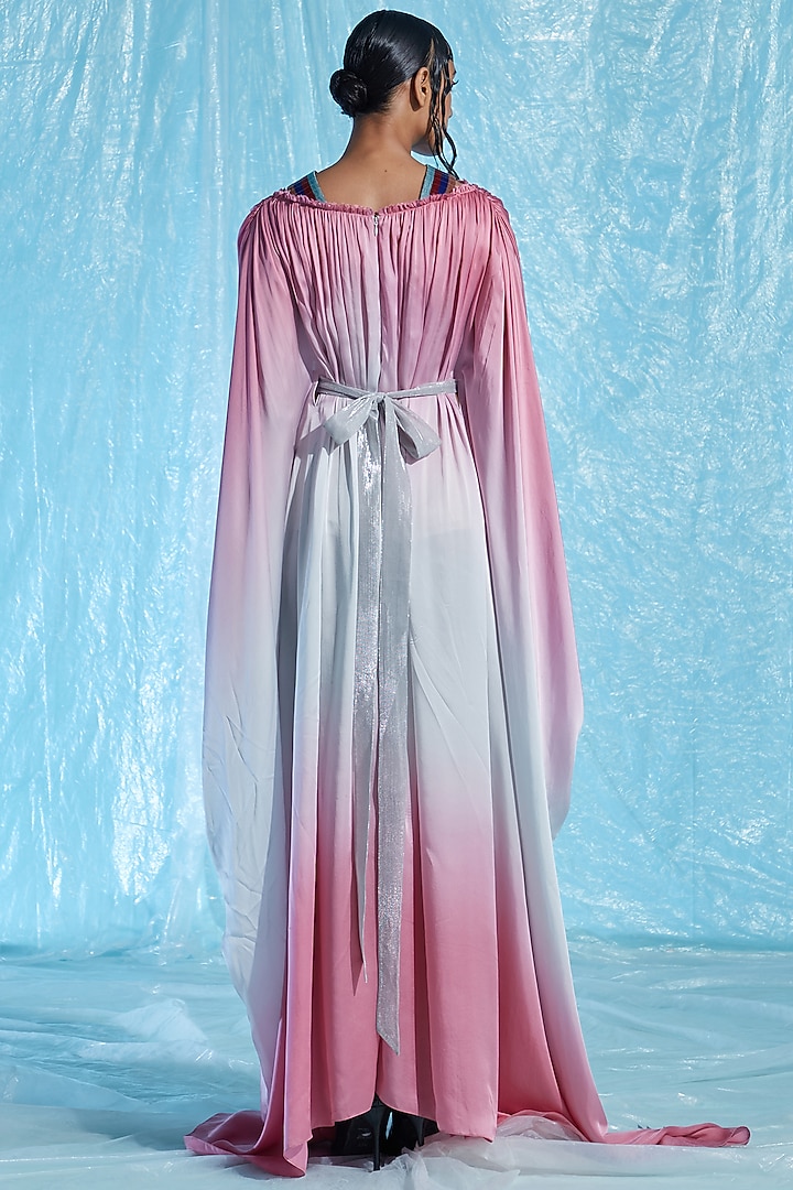 Pink & White Satin Kaftan by Akhl at Pernia's Pop Up Shop