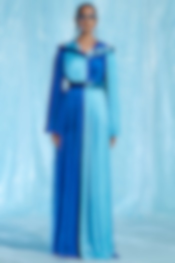 Blue Satin Kaftan by Akhl at Pernia's Pop Up Shop