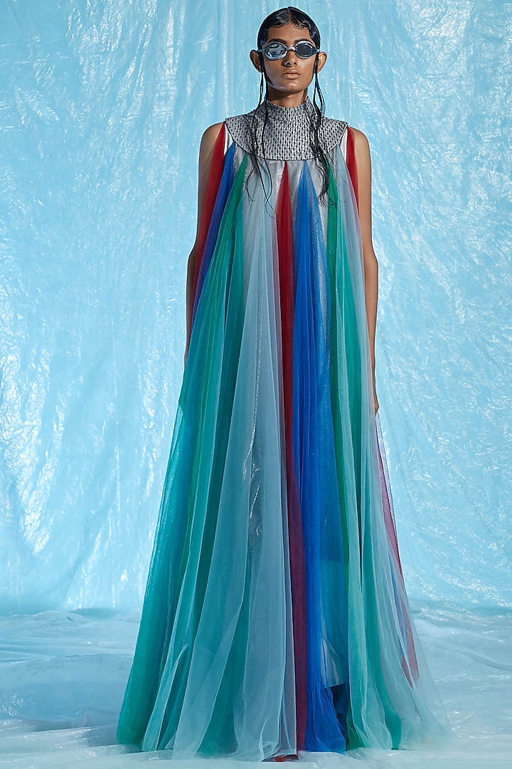 Multi-Colored Tulle Kaftan by Akhl