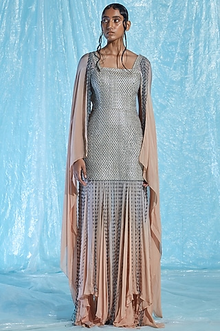 Multi-Colored Silk Raffia Dress by Akhl